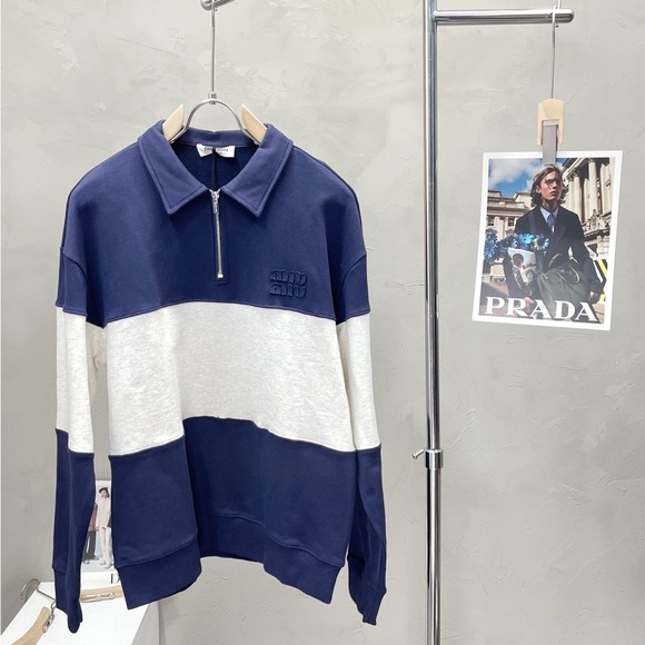 Navy and White Women's Sweater Cardigan - Picture 1 of 6